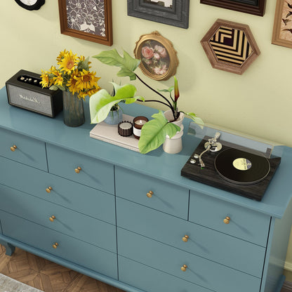 Commode double blanche à 10 tiroirs pour chambre à coucher, grand espace de rangement