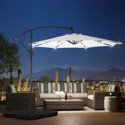 Parasol de terrasse éclairé à énergie solaire de 3 m avec pied