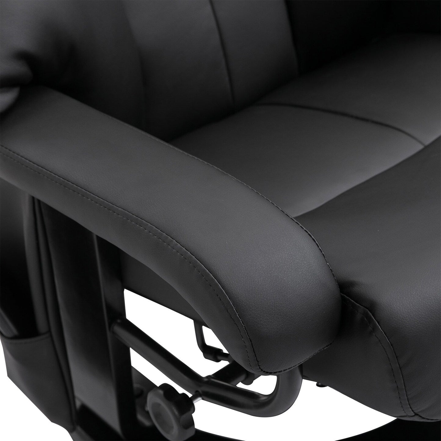 Fauteuil de massage à vibrations 10 points, pivotant et inclinable, en cuir PU, avec dossier réglable, repose-pieds et télécommande