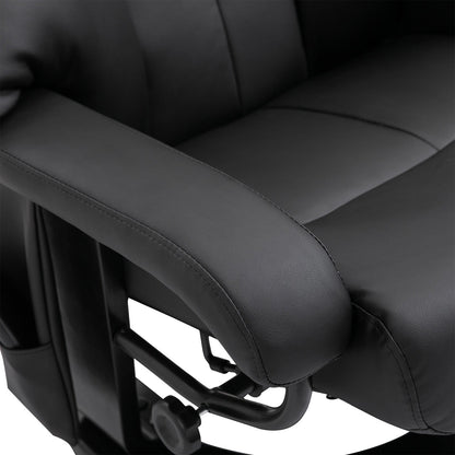 Fauteuil de massage à vibrations 10 points, pivotant et inclinable, en cuir PU, avec dossier réglable, repose-pieds et télécommande