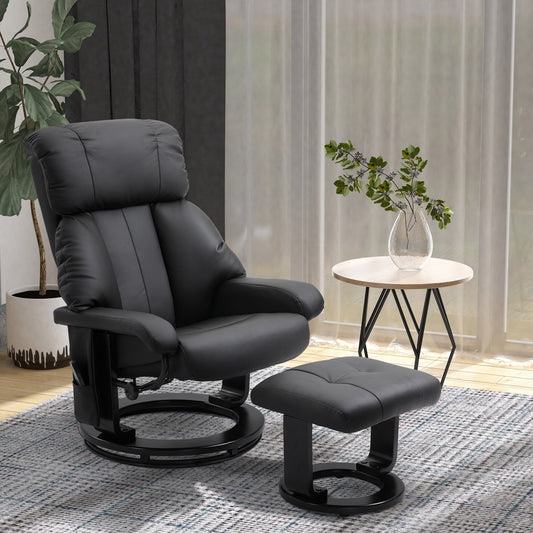Fauteuil de massage à vibrations 10 points, pivotant et inclinable, en cuir PU, avec dossier réglable, repose-pieds et télécommande