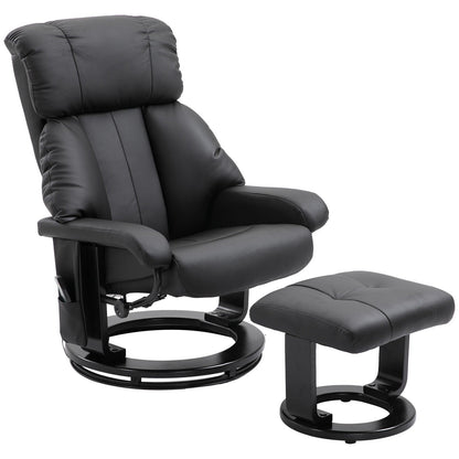 Fauteuil de massage à vibrations 10 points, pivotant et inclinable, en cuir PU, avec dossier réglable, repose-pieds et télécommande