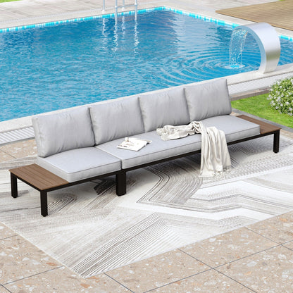 Ensemble de canapés sectionnels de patio 10 places, cadre en acier avec revêtement électrolytique, ensembles de conversation avec table d'appoint intégrée, coussin gris