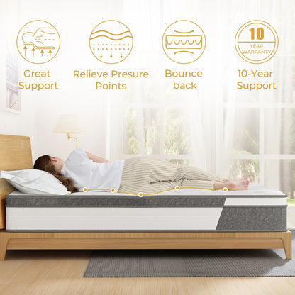 Matelas hybride en mousse à mémoire de forme et ressorts de 10 pouces