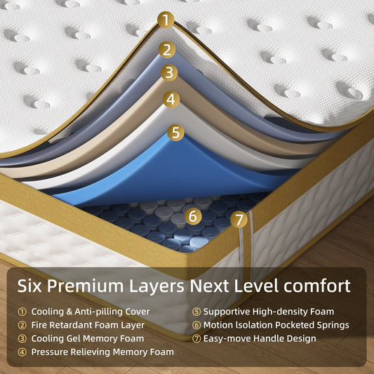 Matelas hybride en mousse à mémoire de forme et ressorts de 10 pouces