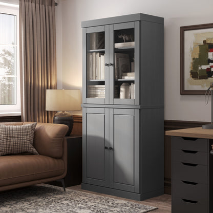 Bibliothèque 100 % bois massif à 6 étagères avec portes en option par Palace Imports