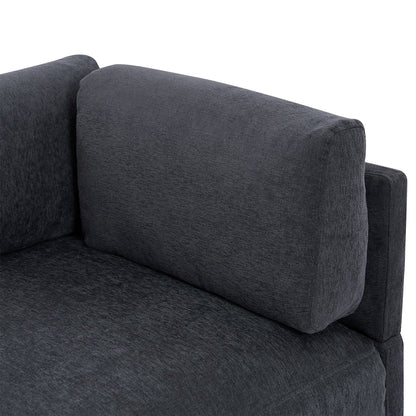 Canapé sectionnel en L en polyester 102,4 avec repose-pieds réversible, coussins épais et pieds en plastique résistants
