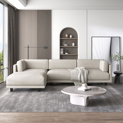 Canapé sectionnel en L en polyester 102,4 avec repose-pieds réversible, coussins épais et pieds en plastique résistants