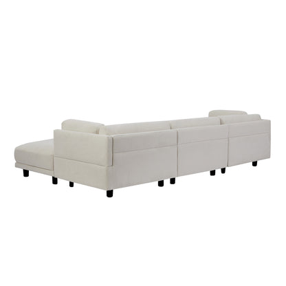 Canapé sectionnel en L en polyester 102,4 avec repose-pieds réversible, coussins épais et pieds en plastique résistants
