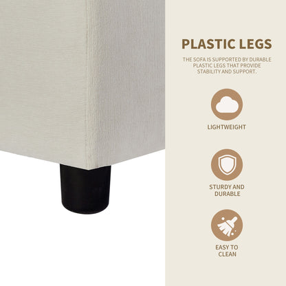 Canapé sectionnel en L en polyester 102,4 avec repose-pieds réversible, coussins épais et pieds en plastique résistants