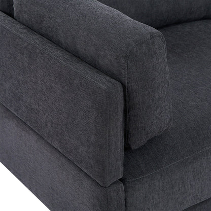 Canapé sectionnel en L en polyester 102,4 avec repose-pieds réversible, coussins épais et pieds en plastique résistants