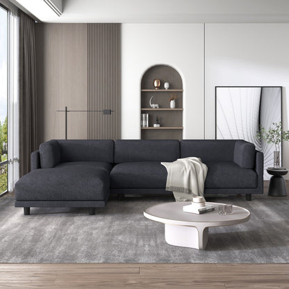 Canapé sectionnel en polyester en forme de L de 102,4 po avec repose-pieds réversible et pieds durables