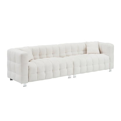 Canapé 4 places en velours Teddy de 102 pouces avec pieds en métal et coussins décoratifs, design multidirectionnel moderne pour le salon