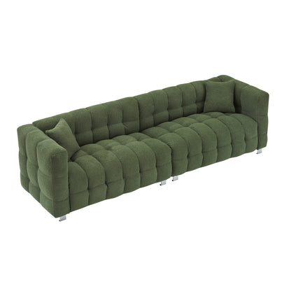 Canapé 4 places en velours Teddy de 102 pouces avec pieds en métal et coussins décoratifs, design multidirectionnel moderne pour le salon
