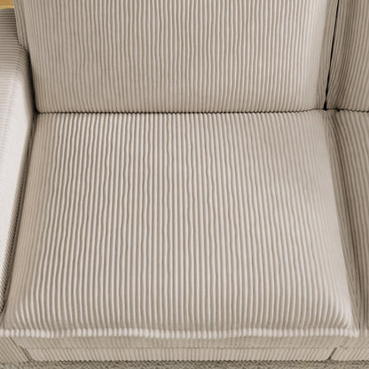 Canapé 4 places classique moderne en velours côtelé 103 - Assise profonde, avec 4 coussins pour le salon