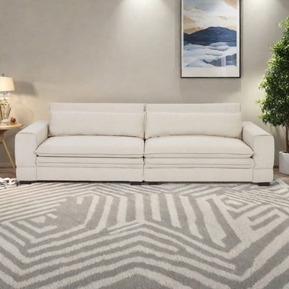 Canapé en tissu moderne du milieu du siècle avec pieds en bois massif