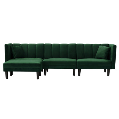 Canapé sectionnel en velours de 106,7 po avec lit convertible