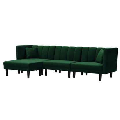 Canapé sectionnel en velours de 106,7 po avec lit convertible