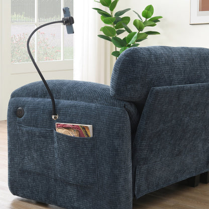 Canapé sectionnel modulaire en chenille de 108 pouces avec ports USB et Type-C, supports pour téléphone, poches de rangement latérales et pouf amovible