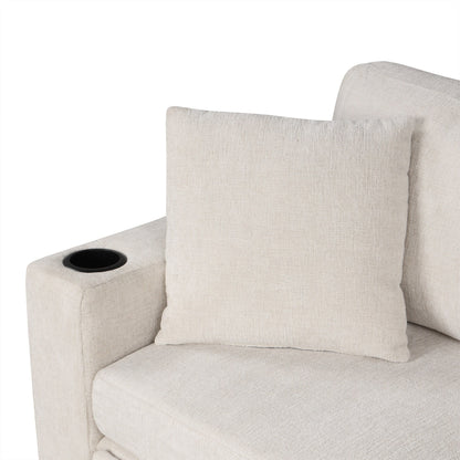 Canapé sectionnel modulaire en U de 108 pouces avec canapé-lit gigogne, ports USB et deux porte-gobelets pour le salon