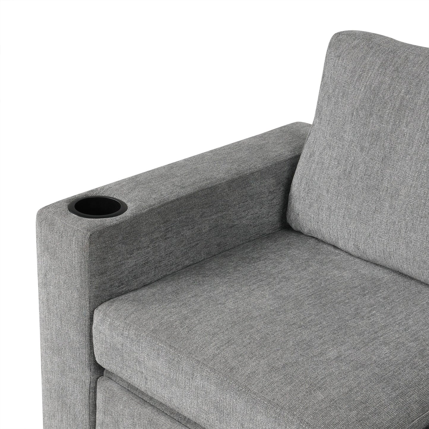 Canapé sectionnel modulaire en U de 108 pouces avec canapé-lit gigogne, ports USB et deux porte-gobelets pour le salon
