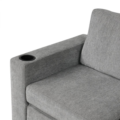 Canapé sectionnel modulaire en U de 108 pouces avec canapé-lit gigogne, ports USB et deux porte-gobelets pour le salon