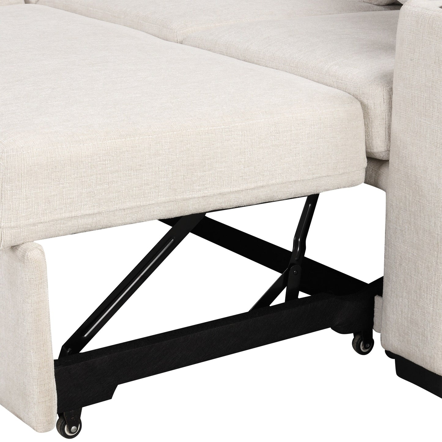 Canapé sectionnel modulaire en U de 108 pouces avec canapé-lit gigogne, ports USB et deux porte-gobelets pour le salon