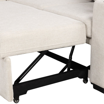 Canapé sectionnel modulaire en U de 108 pouces avec canapé-lit gigogne, ports USB et deux porte-gobelets pour le salon