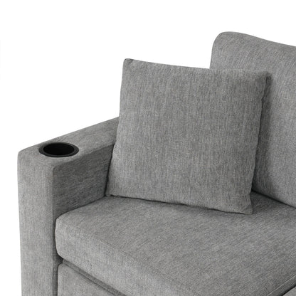 Canapé sectionnel modulaire en U de 108 pouces avec canapé-lit gigogne, ports USB et deux porte-gobelets pour le salon