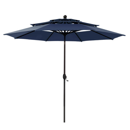 Parasol de terrasse inclinable à 3 niveaux de 10 pieds de MAISON ARTS, parasol d'extérieur à double ventilation avec lumières LED