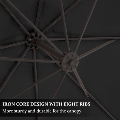 Parasol déporté suspendu à manivelle en acier de 3 m