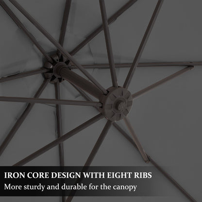 Parasol déporté suspendu à manivelle en acier de 3 m