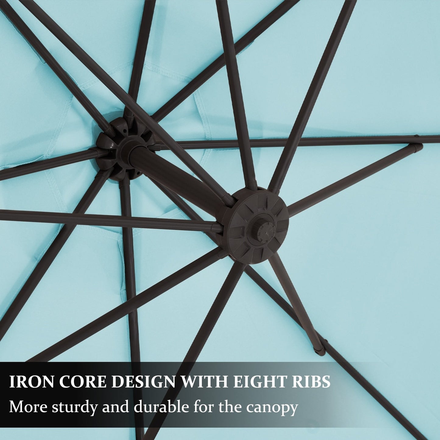 Parasol déporté suspendu à manivelle en acier de 3 m