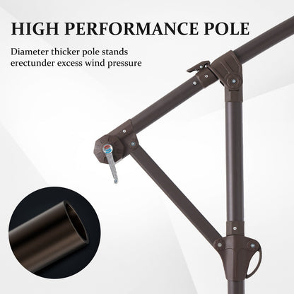 Parasol déporté suspendu à manivelle en acier de 3 m