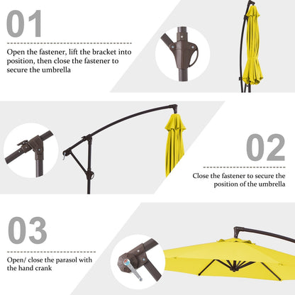 Parasol déporté suspendu à manivelle en acier de 3 m