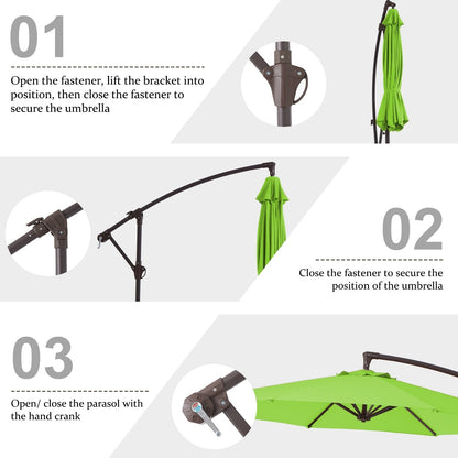 Parasol déporté suspendu à manivelle en acier de 3 m