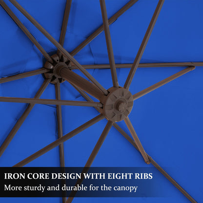 Parasol déporté suspendu à manivelle en acier de 3 m