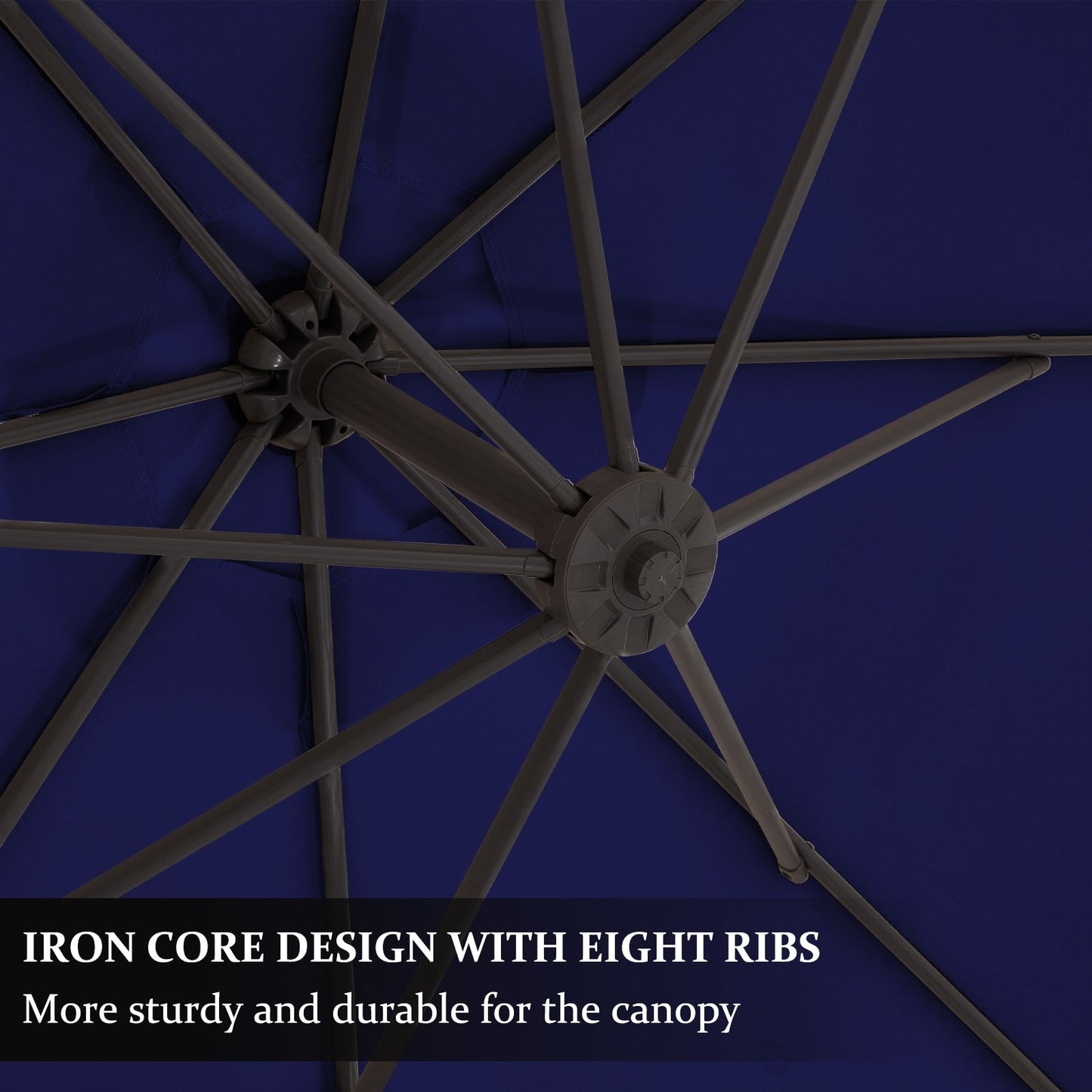 Parasol déporté suspendu à manivelle en acier de 3 m