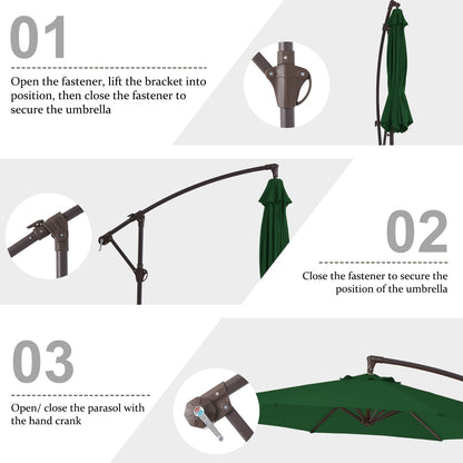 Parasol déporté suspendu à manivelle en acier de 3 m