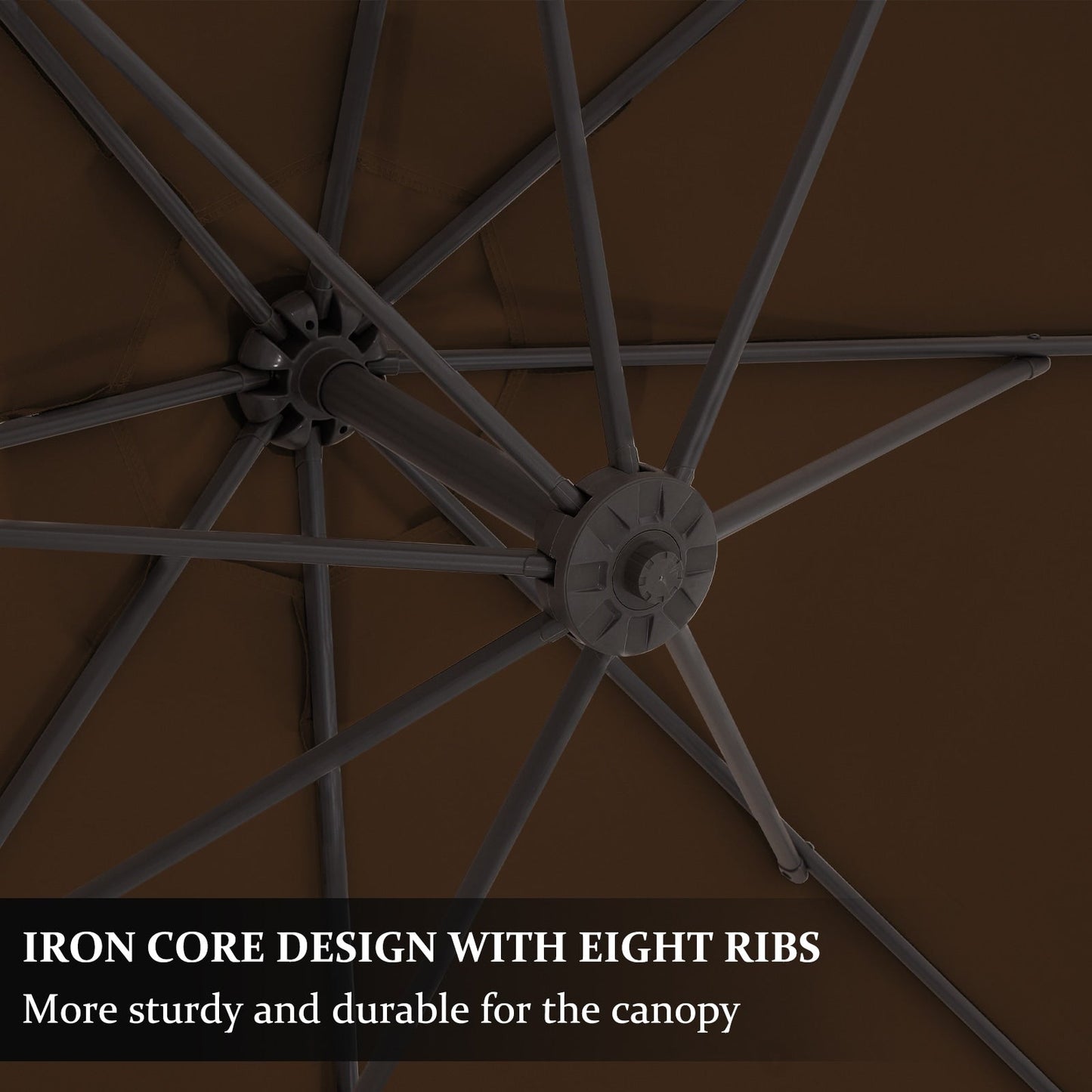 Parasol déporté suspendu à manivelle en acier de 3 m