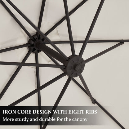 Parasol déporté suspendu à manivelle en acier de 3 m