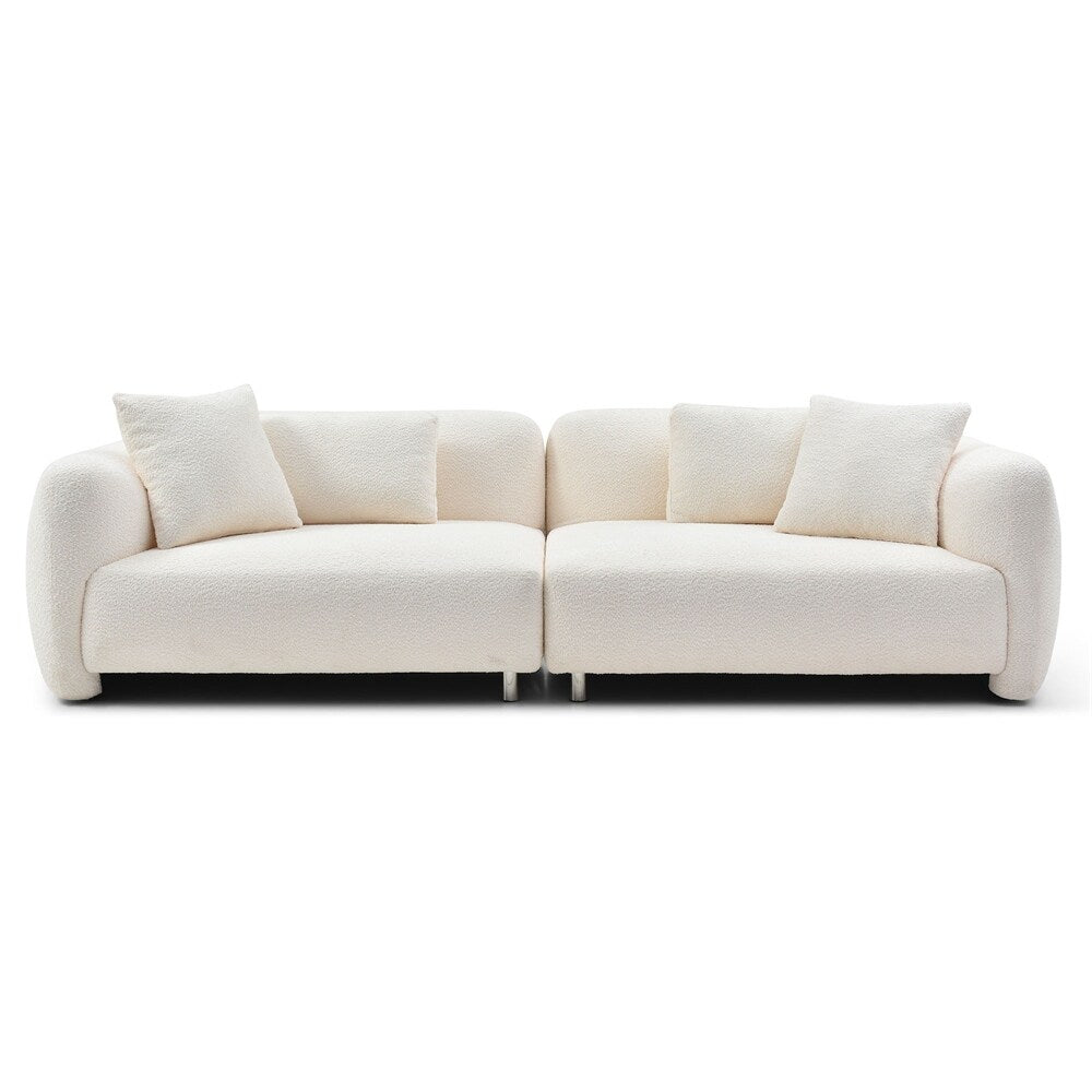 Canapé 3 places en velours style Mid-Century avec 4 coussins