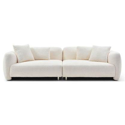 Canapé 3 places en velours style Mid-Century avec 4 coussins