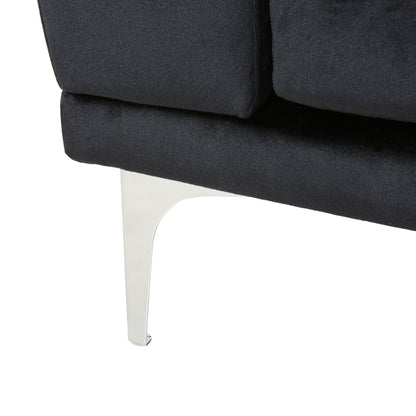 Canapé 4 places en velours 111 avec coussins moelleux et pieds en métal argenté pour le salon