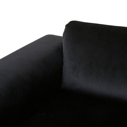 Canapé 4 places en velours 111 avec coussins moelleux et pieds en métal argenté pour le salon