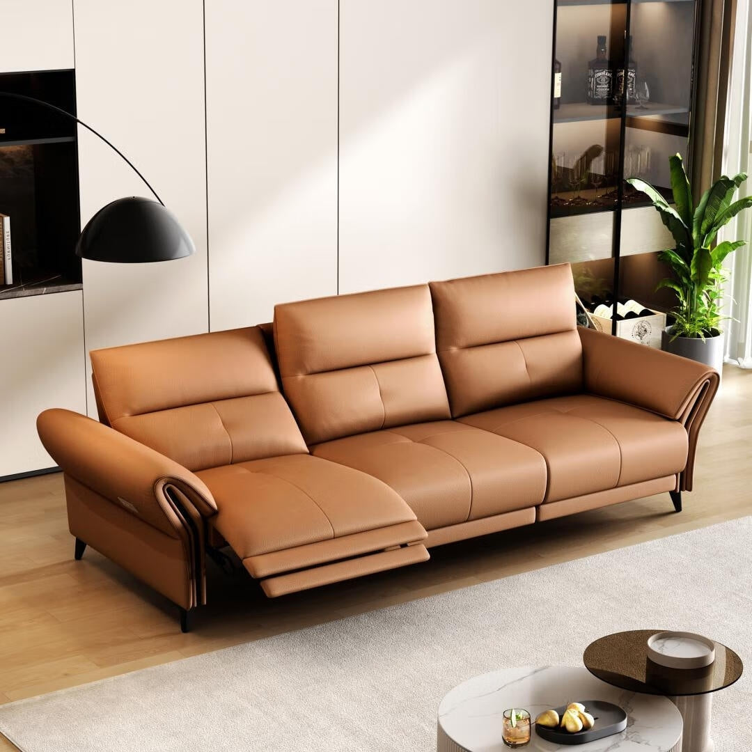 Canapé inclinable électrique en cuir végétalien de 112,5 pouces avec port de chargement USB