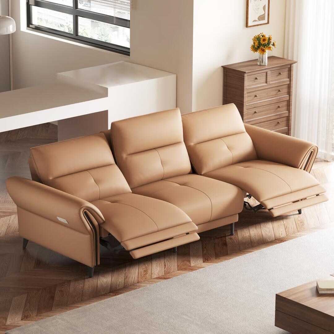 Canapé inclinable électrique en cuir végétalien de 112,5 pouces avec port de chargement USB