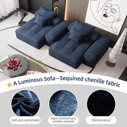 Canapé modulaire 4 places en chenille, capitonné et scintillant, base antidérapante, 113,39 $