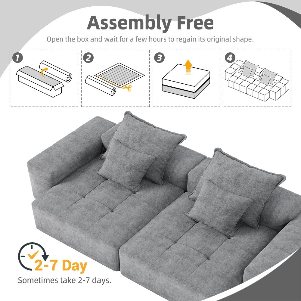 Canapé modulaire 4 places en chenille, capitonné et scintillant, base antidérapante, 113,39 $