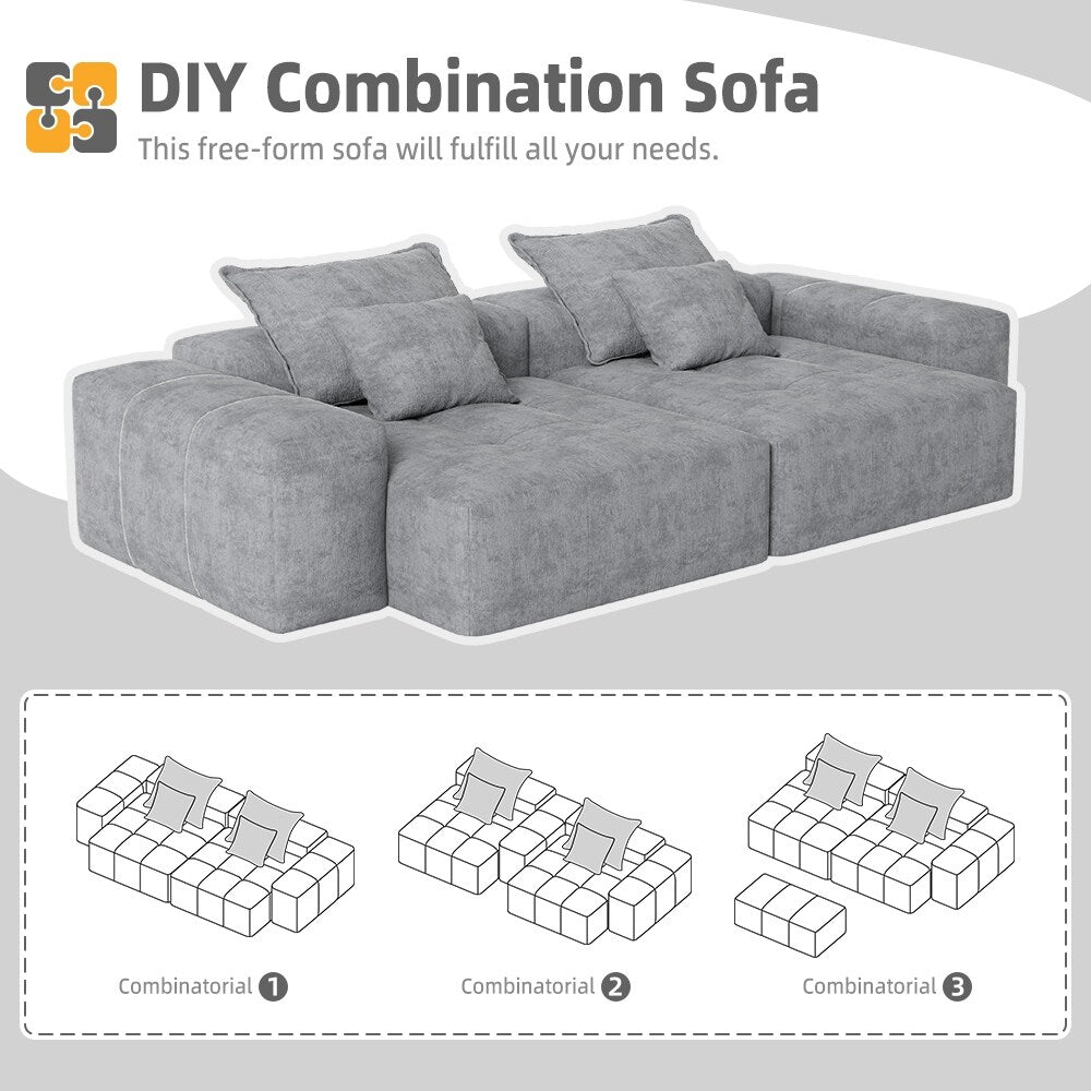 Canapé modulaire 4 places en chenille, capitonné et scintillant, base antidérapante, 113,39 $